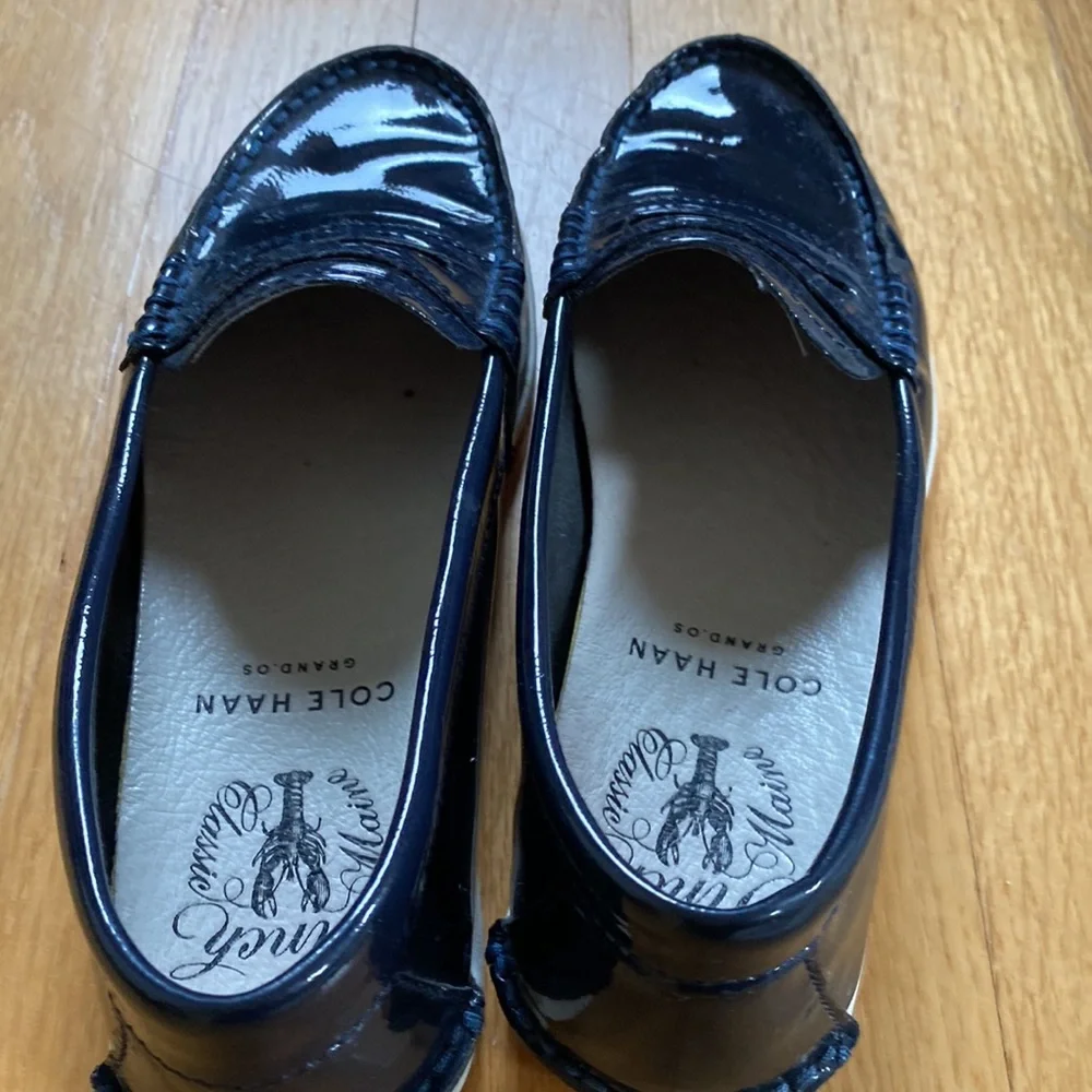 Cole Haan Grand OS pinch LTE Maine classic penny loafer Navy Patent - Picture 2 of 7